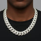 White gold moissanite mosaic Cuban chain