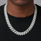White gold 20mm prong set moissanite Cuban chain