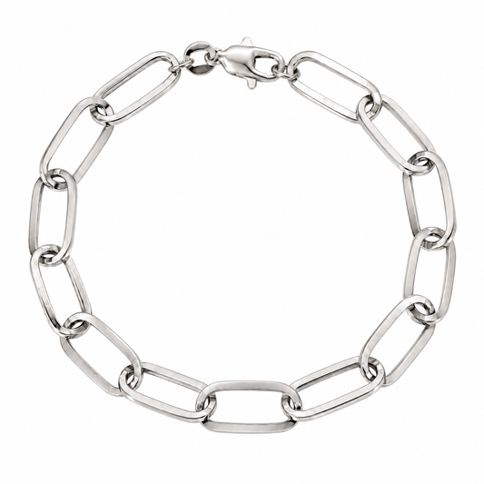 White gold paper clip bracelet, alternate view