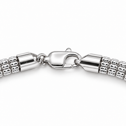 10K white gold diamond-cut rolo link chain, link detail
