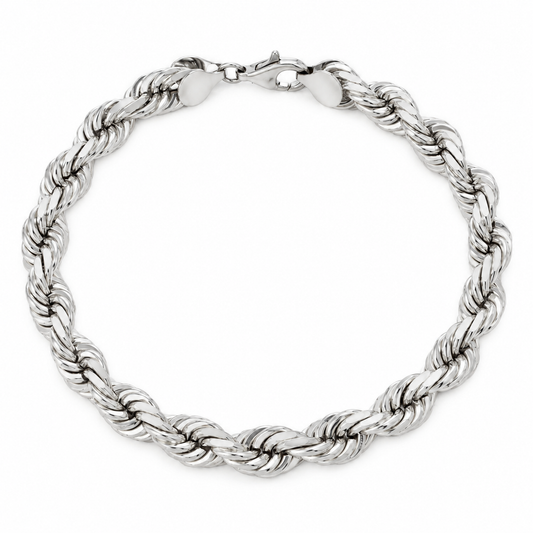 White gold rope bracelet, alternate view