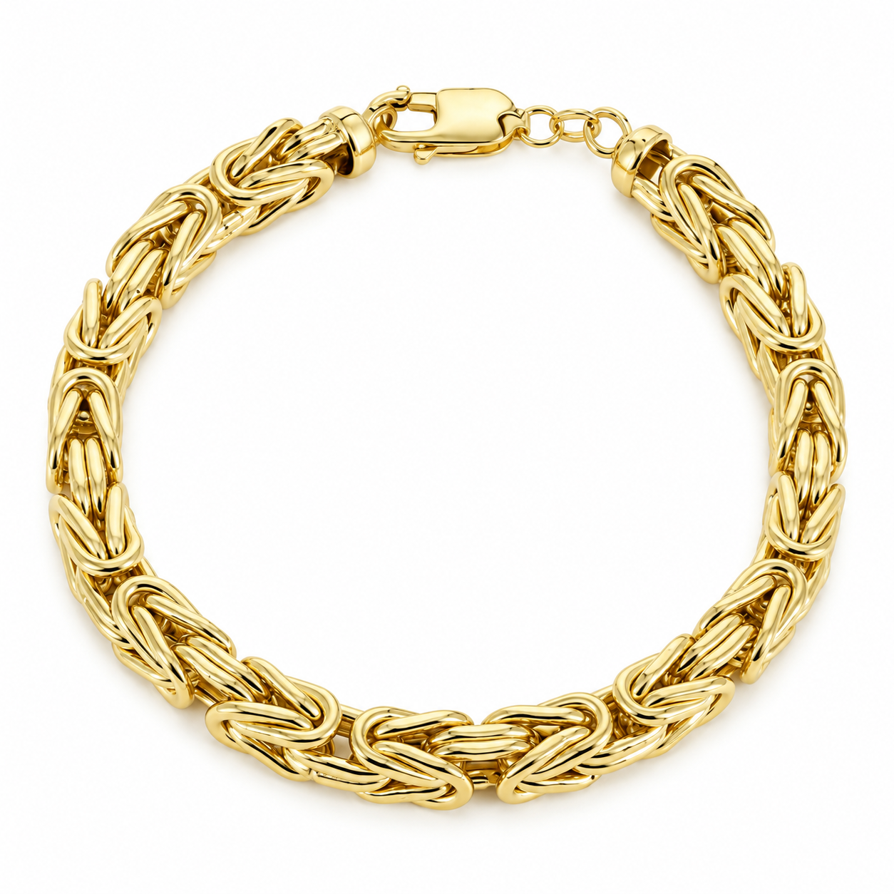 14K Yellow Gold Semi-Solid Byzantine Necklace