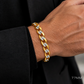14K Yellow Gold Solid Diamond-Cut Cuban Curb Link Bracelet, close-up of the links