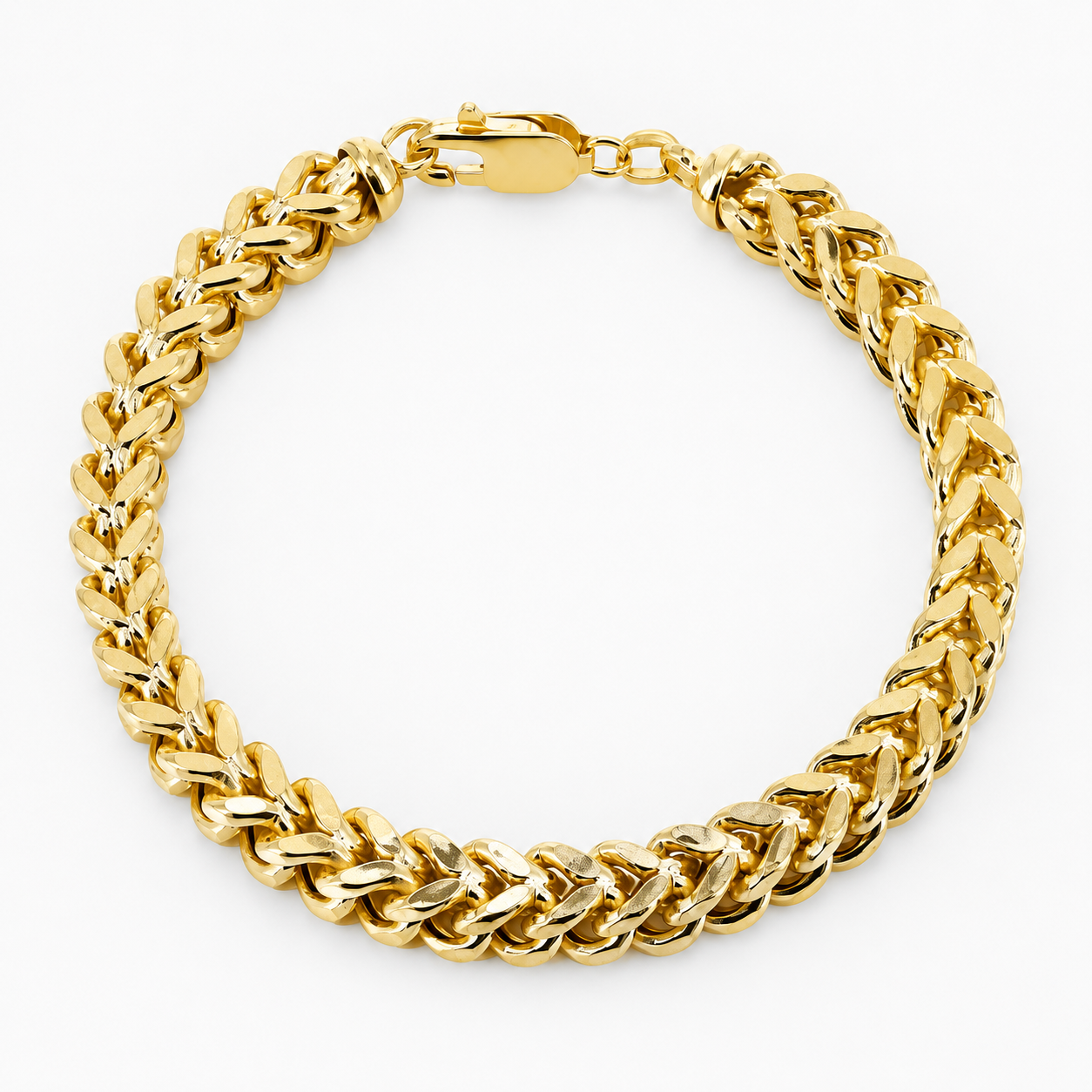 Yellow gold Franco bracelet, detail view