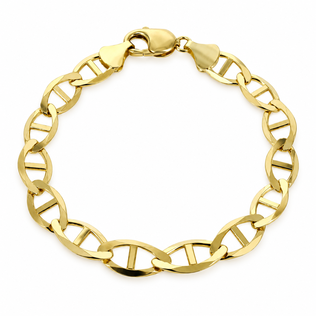 10K Yellow Gold Solid Mariner Bracelet