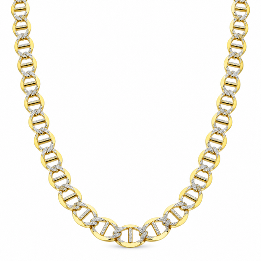 10K Yellow Gold Solid Diamond-Cut Mariner Chain