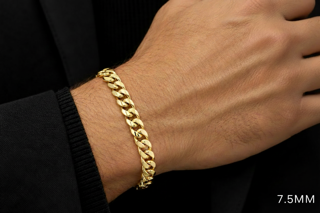 14K Gold Hollow Miami Cuban Link Bracelet, alternate view