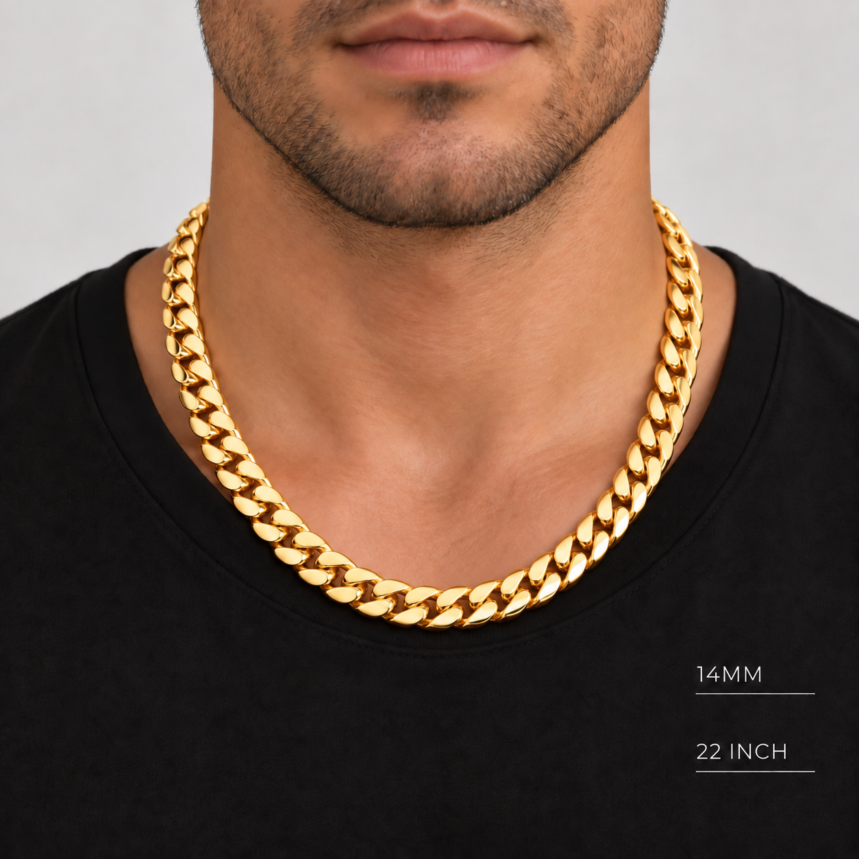 Yellow gold Miami Cuban link chain, detail view