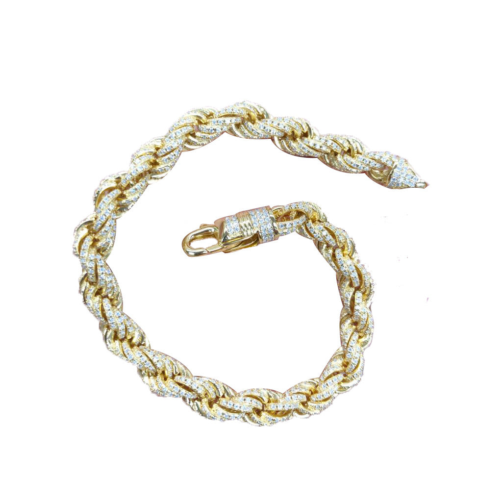 Yellow gold moissanite rope bracelet