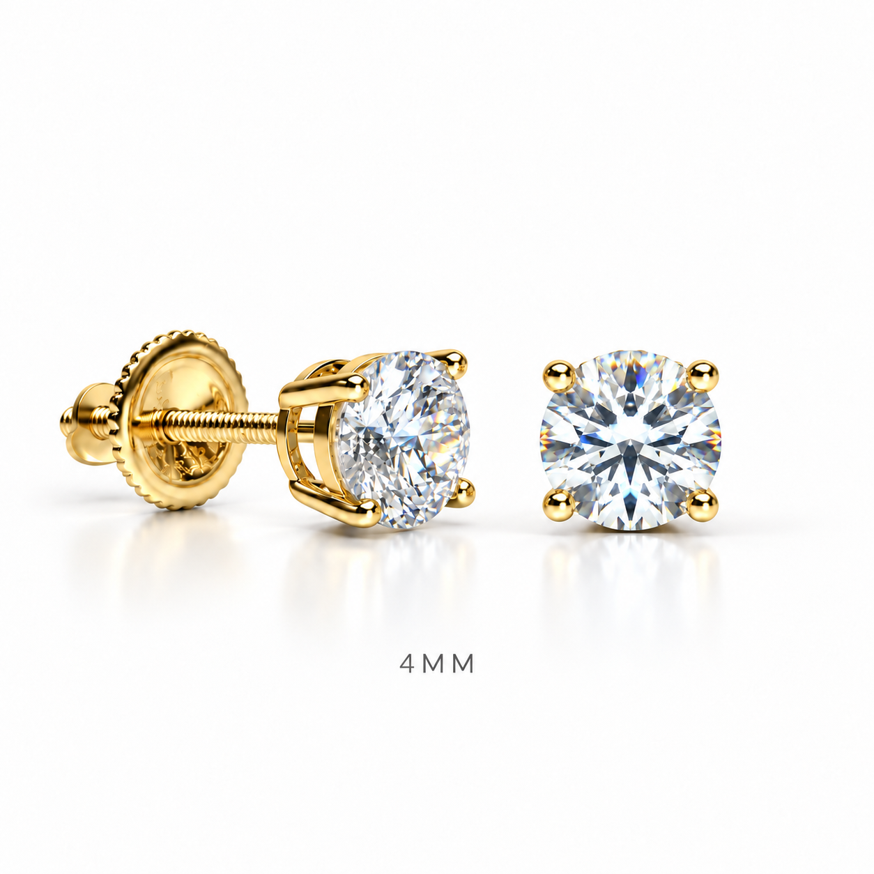 14K Gold Moissanite Stud Earrings, additional view