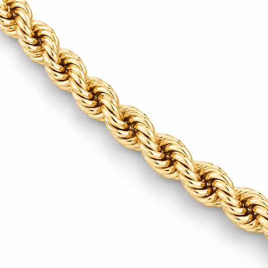 14K Yellow Gold Hollow Diamond-Cut Rope Bracelet