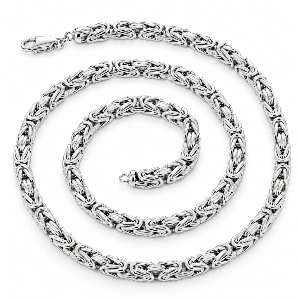 925 Sterling Silver Byzantine Chain, detail view