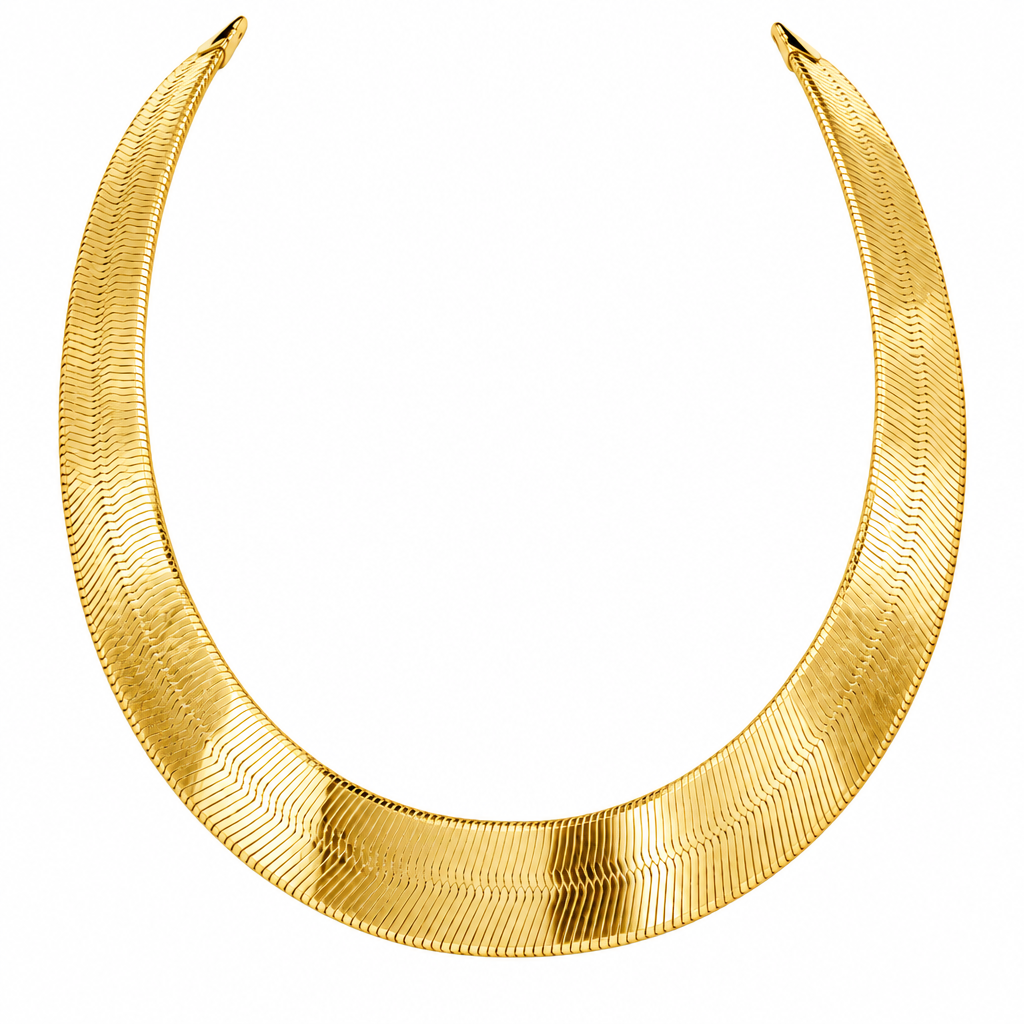 Gold Plated Sterling Silver Herringbone Chain, close-up of the links