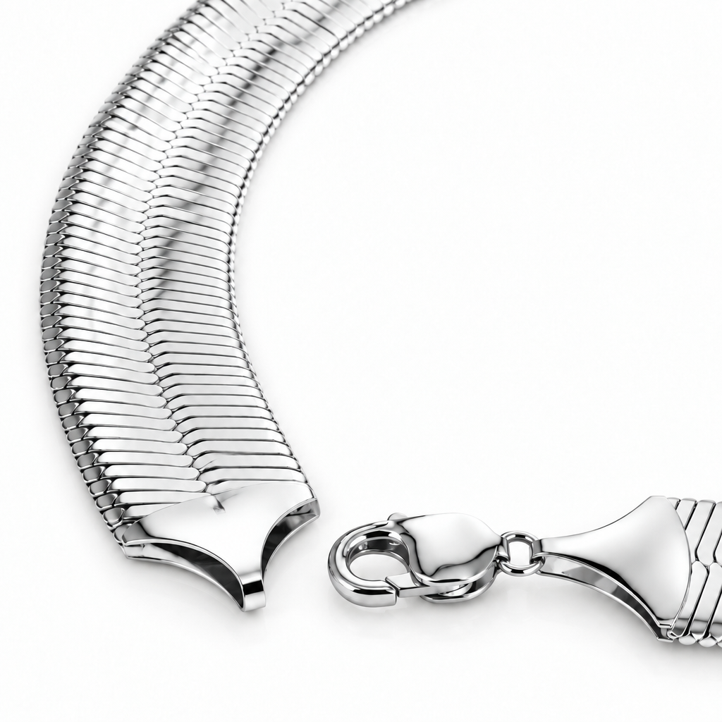 925 Sterling Silver Herringbone Bracelet, detail view