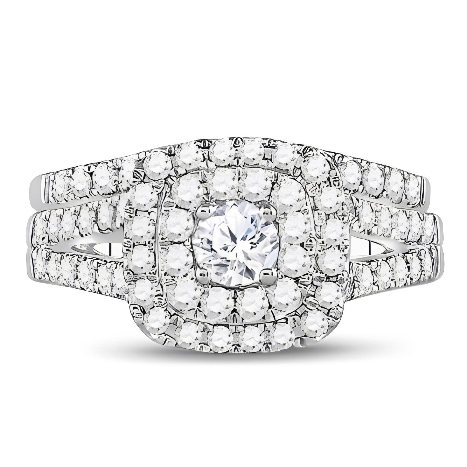 14K TWO-TONE GOLD ROUND DIAMOND BRIDAL WEDDING RING SET 1-1/4 CTTW (CERTIFIED)