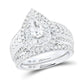 14K Two-Tone Gold Pear Diamond Bridal Wedding Ring Set 2 CT-TW (CERTIFIED)