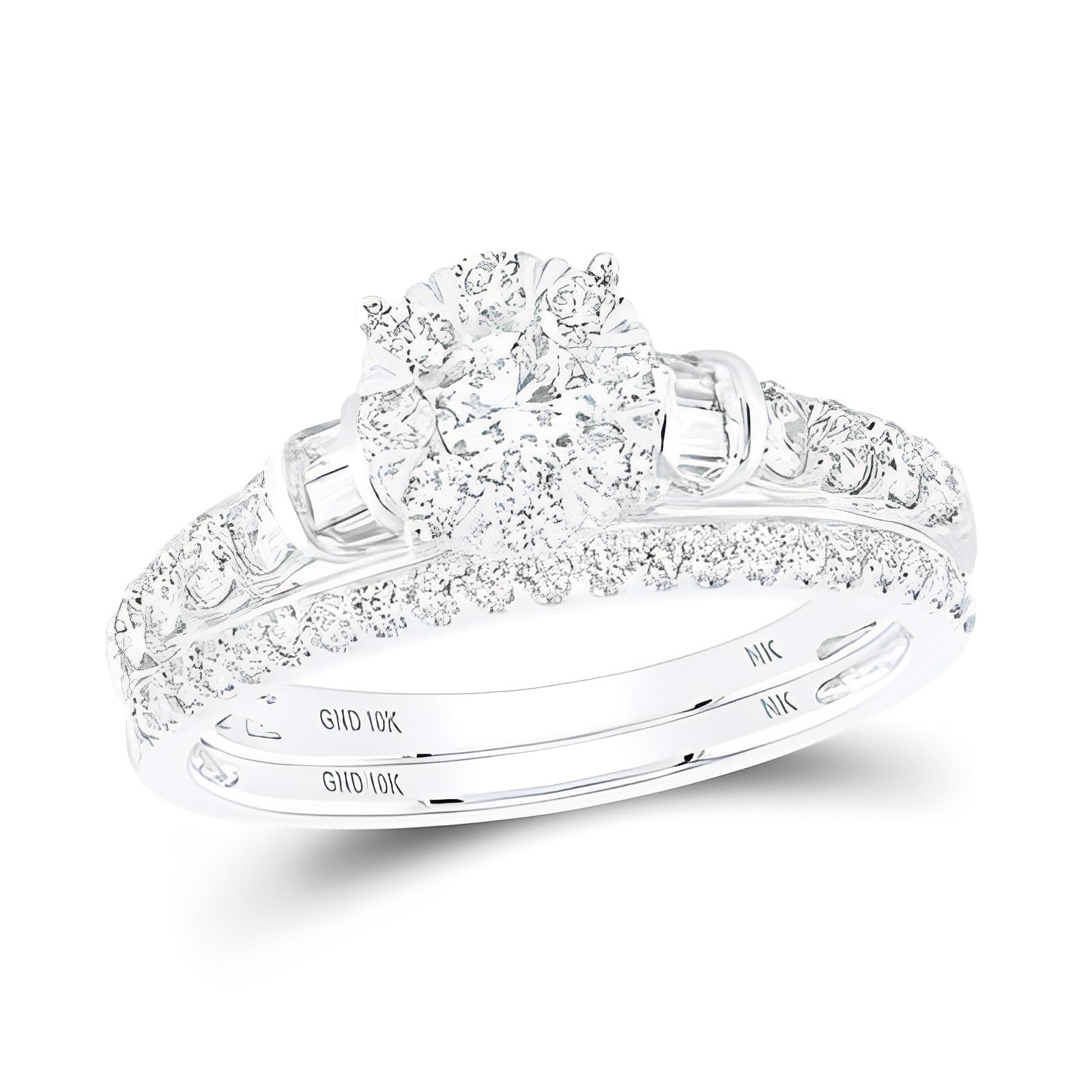1CTW-DIA NK 1/5CT-CRD BRIDAL SET SINGLE HALO
