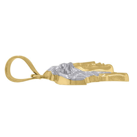 10kt Two-tone Gold Mens Medusa Egyptian Fashion Charm Pendant