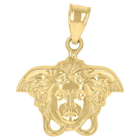 10kt Yellow Gold Mens Medusa Egyptian Fashion Charm Pendant