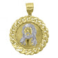 10kt Two-Tone Gold Mens Women Diamond-Cut Curb Border Jesus Christ Religious Charm Pendant