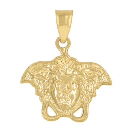 10kt Yellow Gold Mens Medusa Egyptian Fashion Charm Pendant