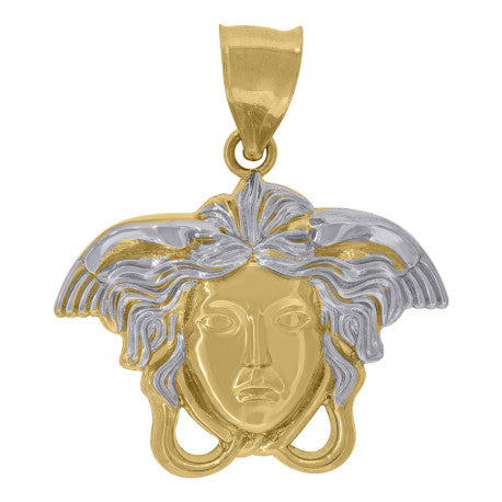 10K two-tone gold polished Medusa pendant