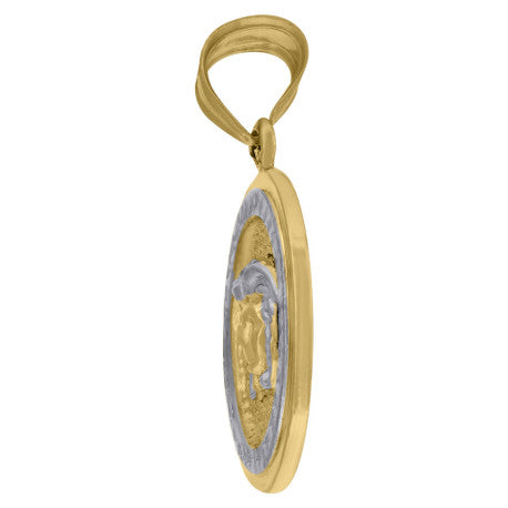 10kt Two-tone Gold Mens Medusa Egyptian Fashion Charm Pendant