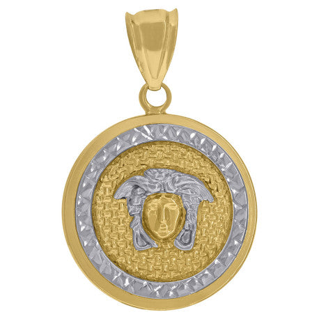 10kt Two-tone Gold Mens Medusa Egyptian Fashion Charm Pendant