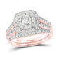 14K Two-Tone Gold Round Diamond Bridal Wedding Ring Set 1-1/4 CT-TW (CERTIFIED)