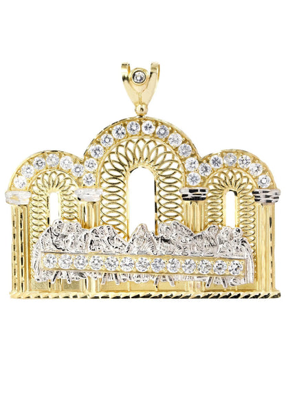 Big Last Supper & Cz 10K Yellow Gold Pendant. | 53.9 Grams