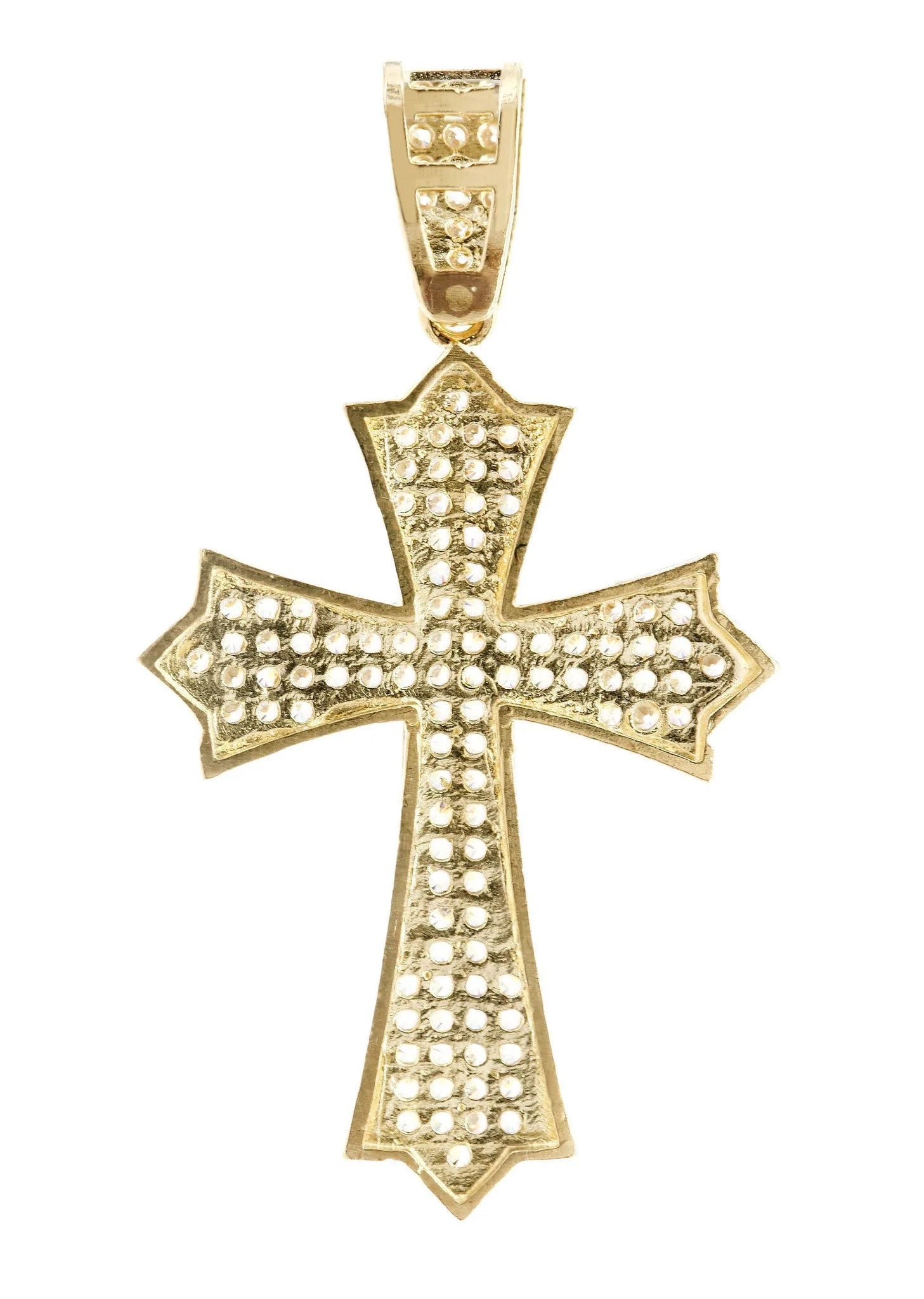 Medium Cross & Cz 10K Yellow Gold Pendant. | 3.9 Grams