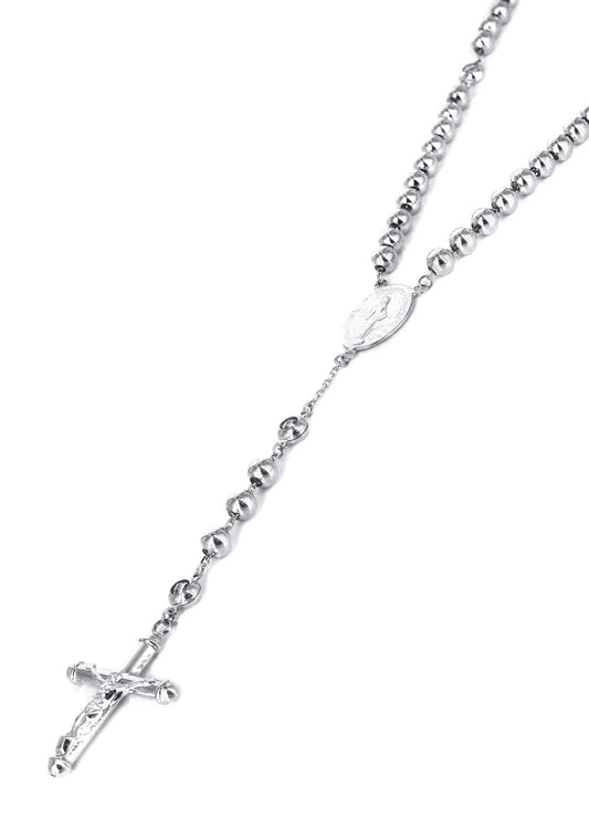14K White & Rose Gold Rosary Chain