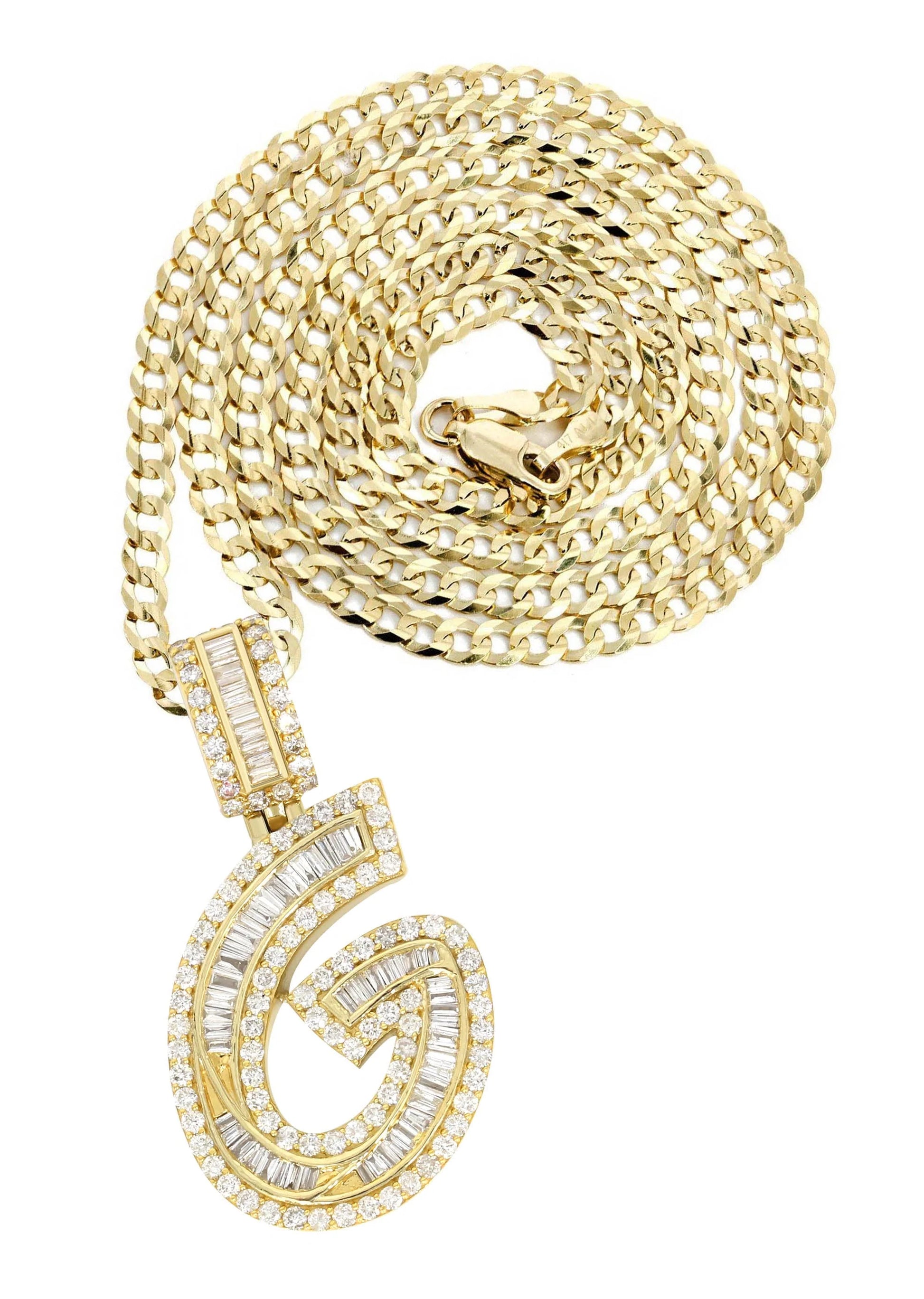 14K Yellow Gold Letter "G" Baguette Diamond