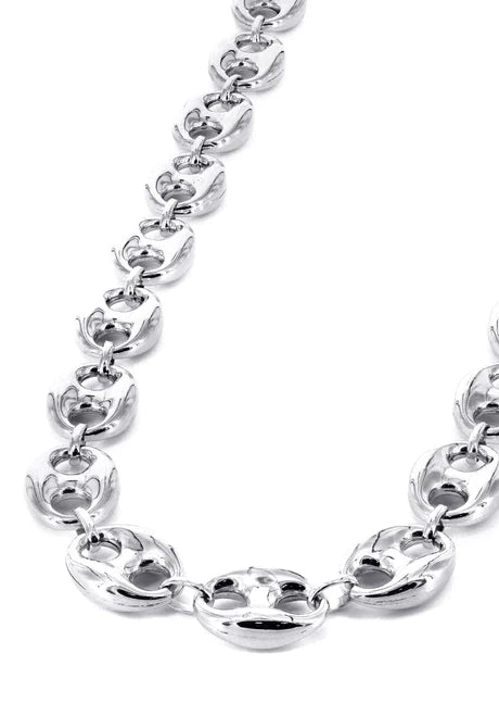 White Gold Chain - Mens Hollow Puff Chain 14K Gold