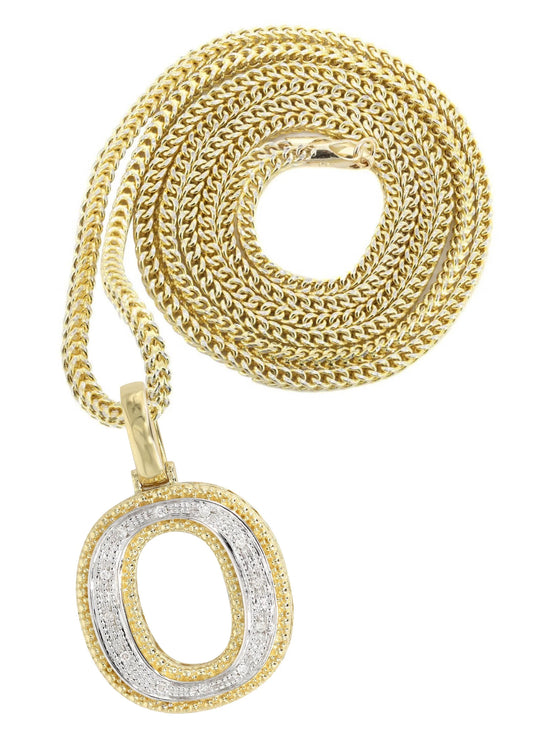 10k Yellow Gold Diamond Pendant Letter "O"