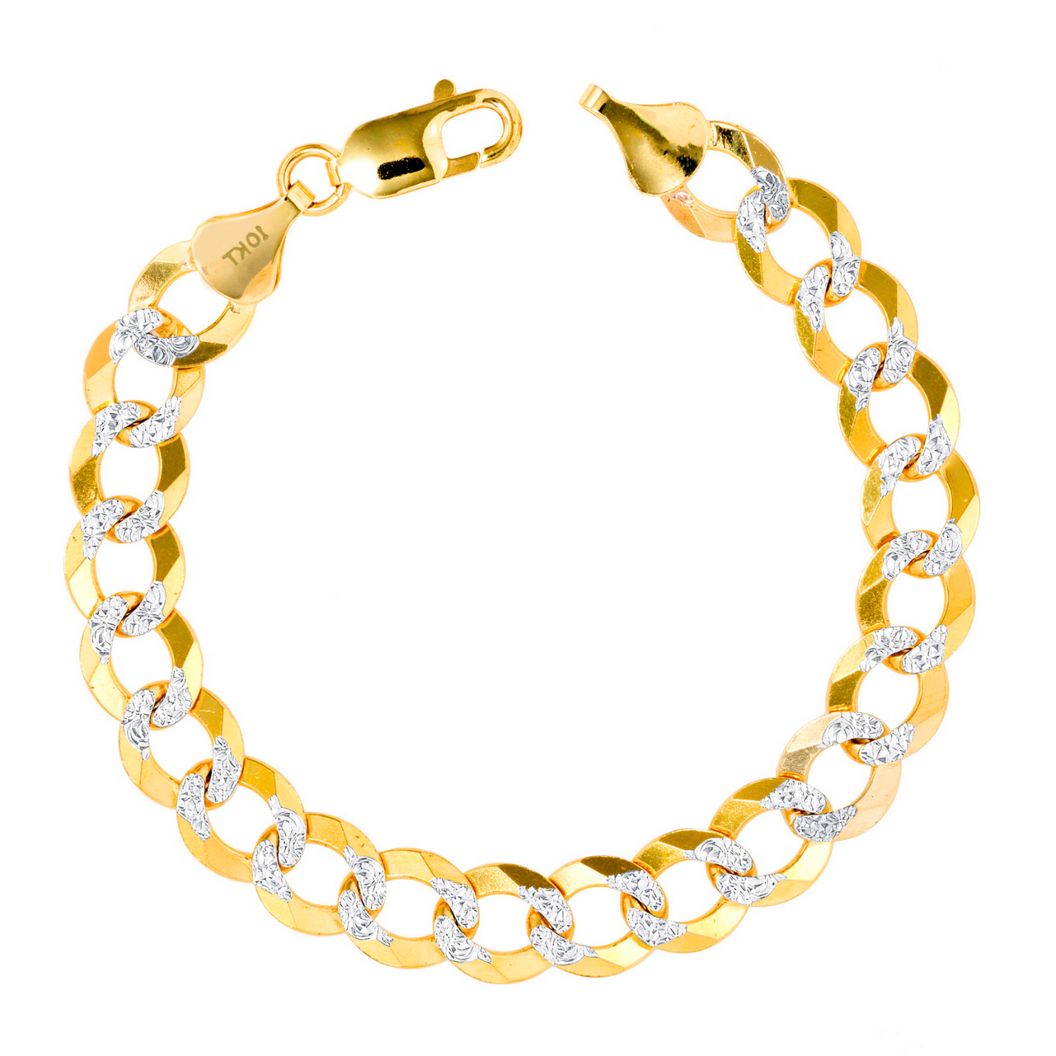 10K Gold Diamond-Cut Curb Link Bracelet | PAPA JEWELS