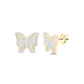 10K YELLOW GOLD ROUND DIAMOND BUTTERFLY EARRINGS 5/8 CTTW