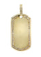 Big Dogtag & Cz 10K Yellow Gold Pendant. | 18.4 Grams