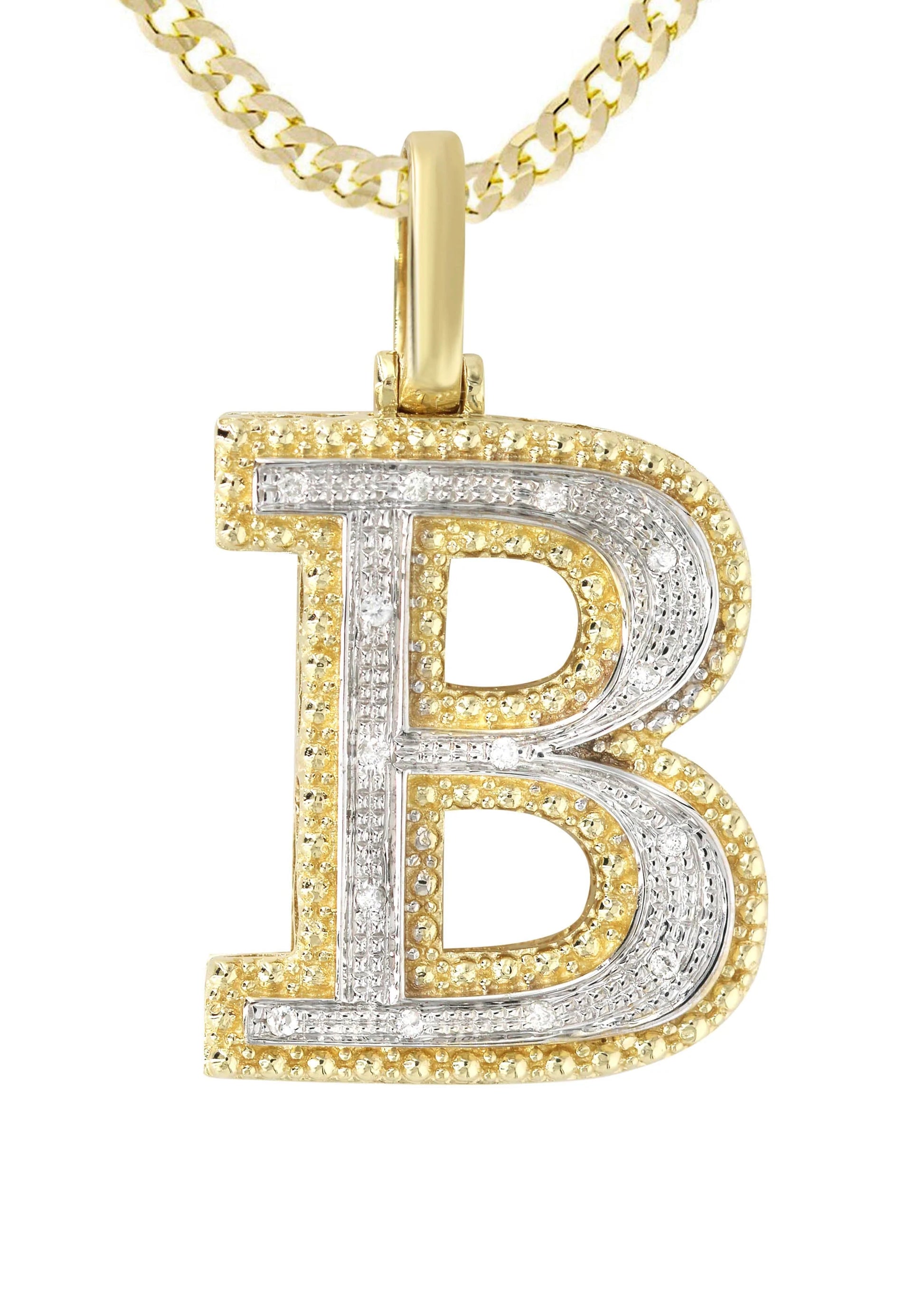 10k Yellow Gold Dimond Pendant Letter "B"