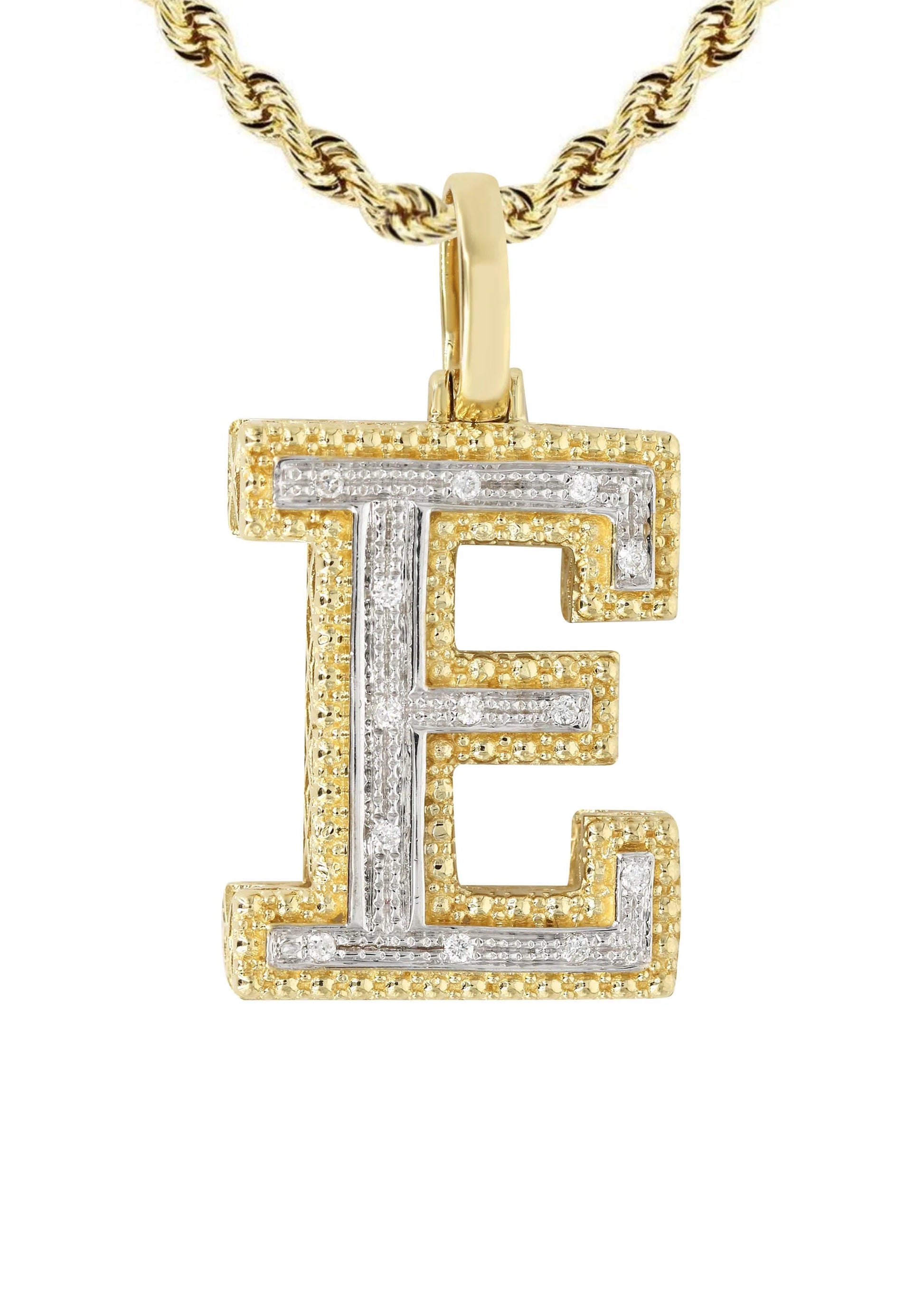 10k Yellow Gold Diamond Pendant Letter "E"