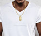 Big Dogtag & Cz 10K Yellow Gold Pendant. | 18.4 Grams