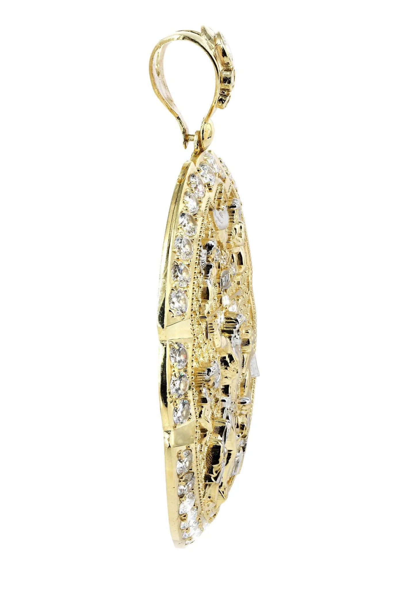 Big Jesus & Cz 10K Yellow Gold Pendant. | 39.1 Grams