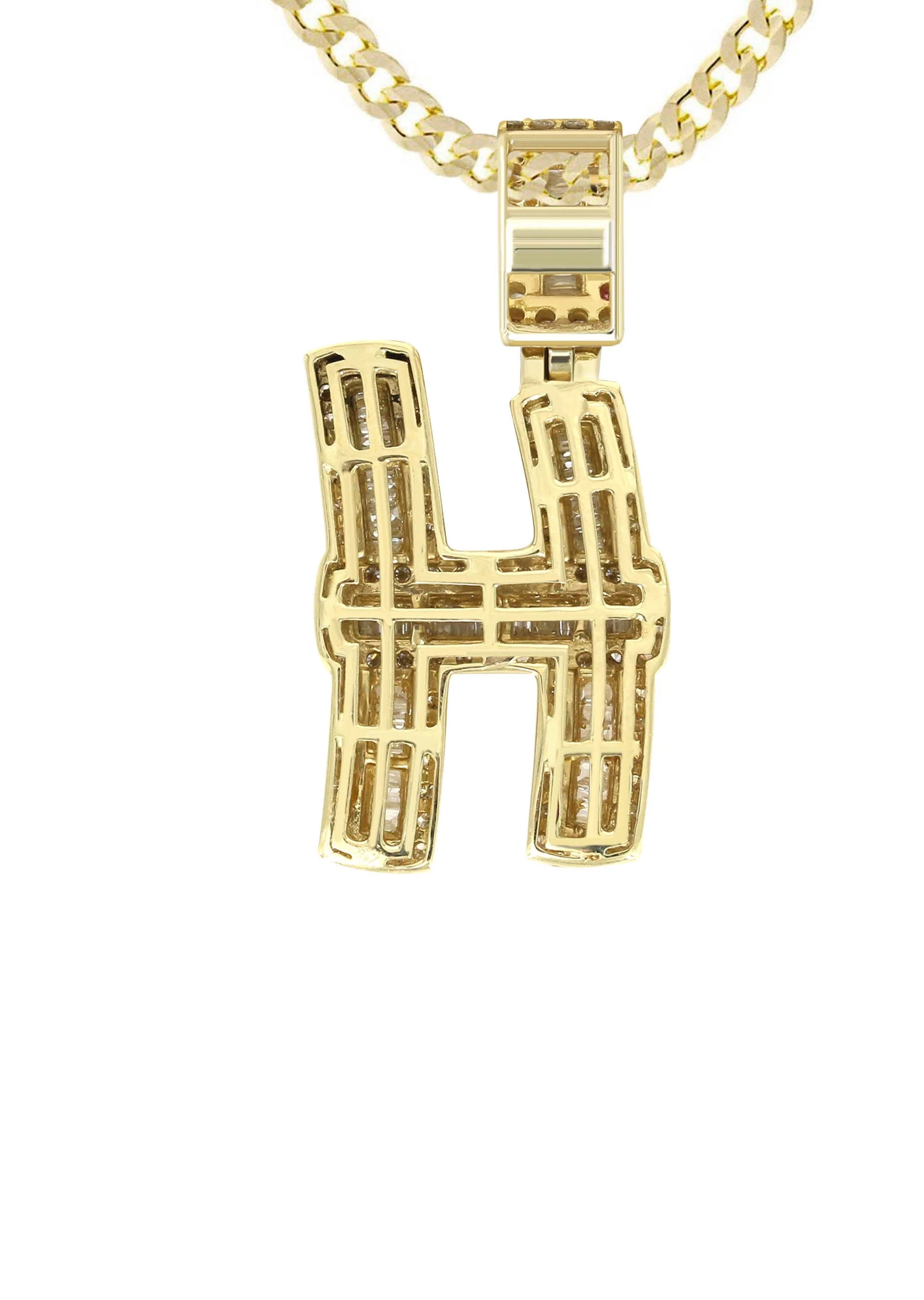 14K Yellow Gold Letter "H" Baguette Diamond