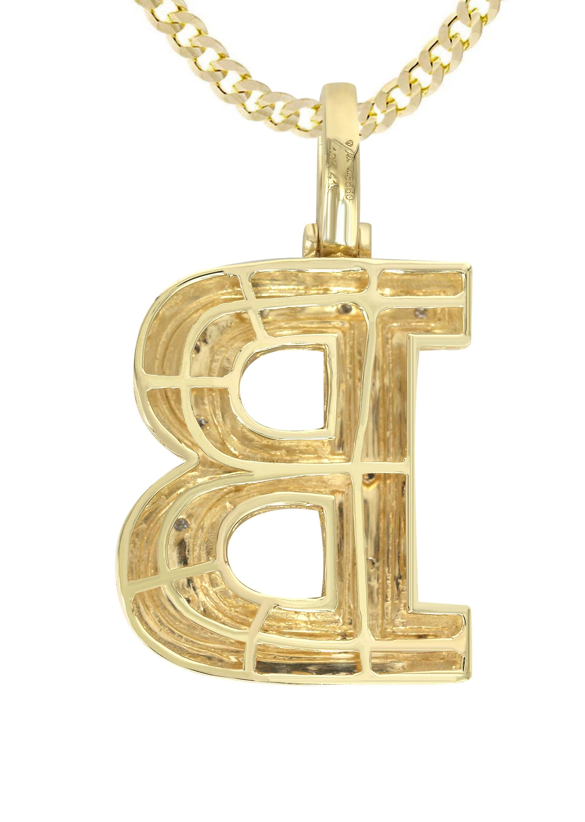 10k Yellow Gold Dimond Pendant Letter "B"