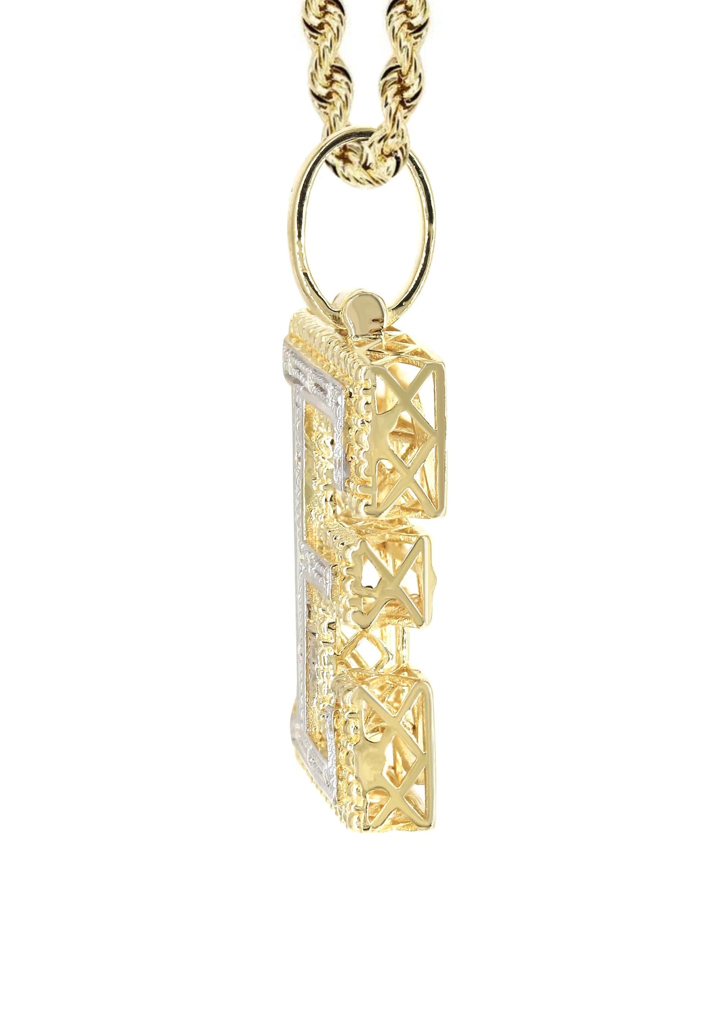 10k Yellow Gold Diamond Pendant Letter "E"