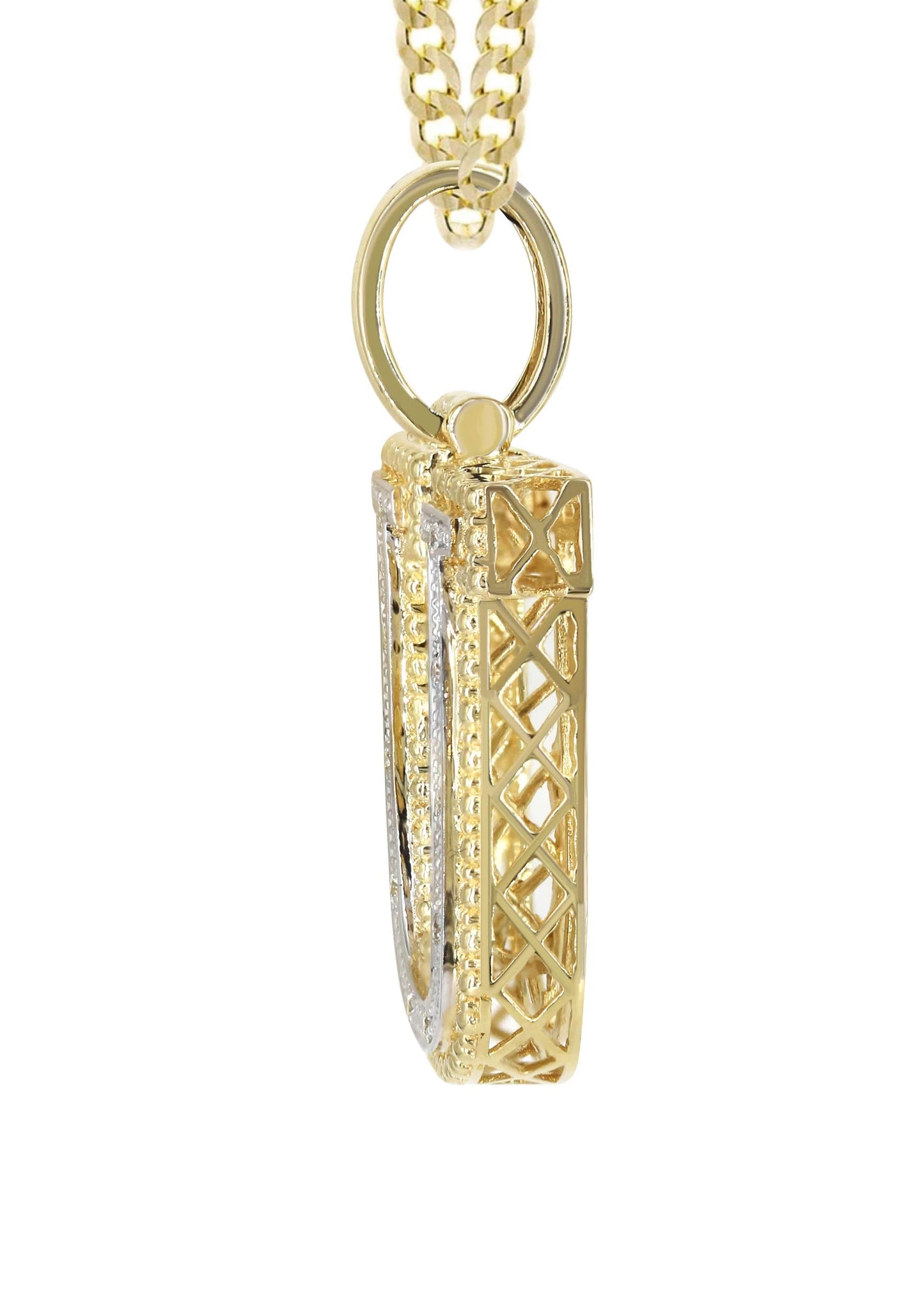 10k Yellow Gold Diamond Pendant Letter "U"