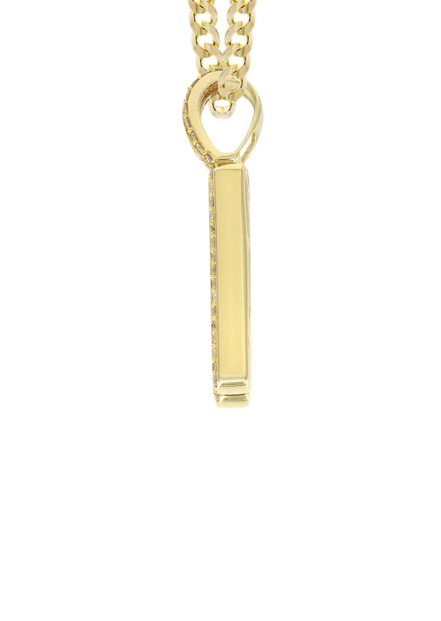 14K Yellow Gold Letter "N" Baguette Diamond