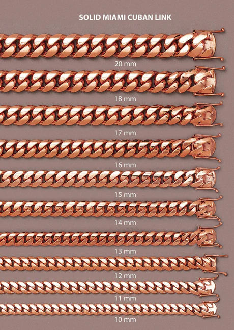 Miami Cuban Solid Link 6MM -13.5MM- 14k Rose Gold Chain