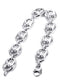 Hollow Mens Puff Bracelet 10K White Gold