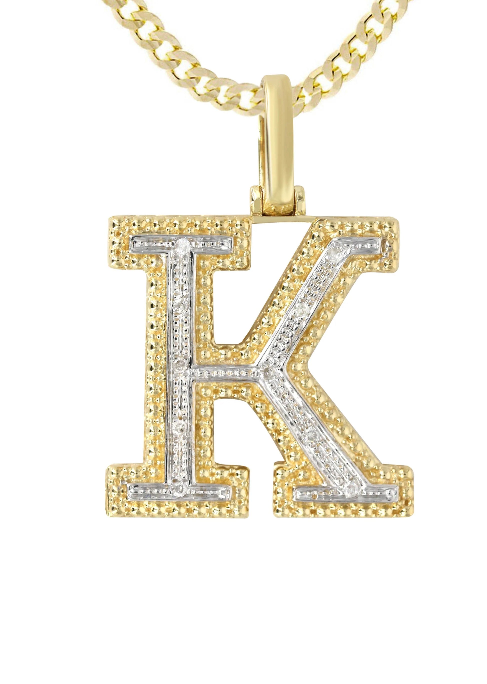10k Yellow Gold Diamond Pendant Letter "K"
